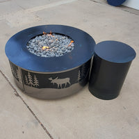 36in Moose & the Mountains Fire pit ( Hot Rolled Steel & Stainless Steel )