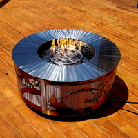 Flamed Patriotic Mountain Fire pit ( Flamed Stainless Steel & Ground Steel )
